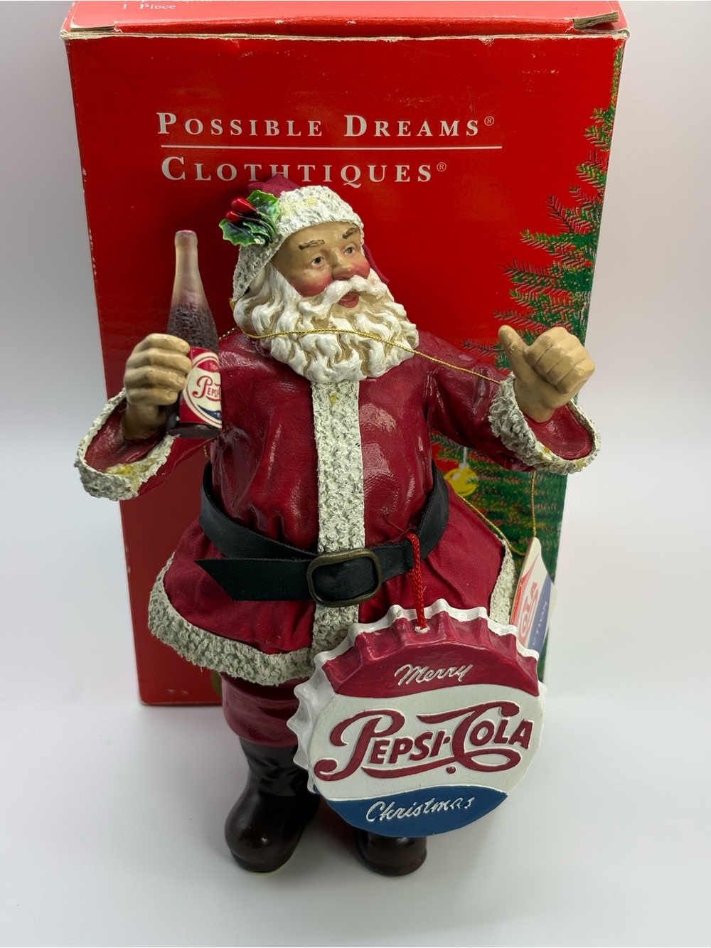 Possible Dreams Clothtiques Pepsi Cola Santa Christmas Figurine w/ Box